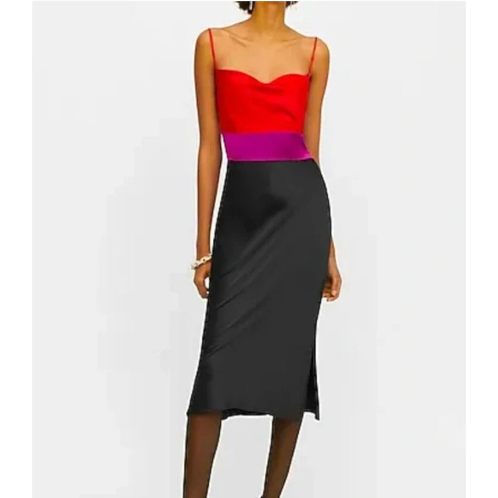 Express Dress Womens XXS Petite Black Red Purple 30590830 Silk-like Midi Dress